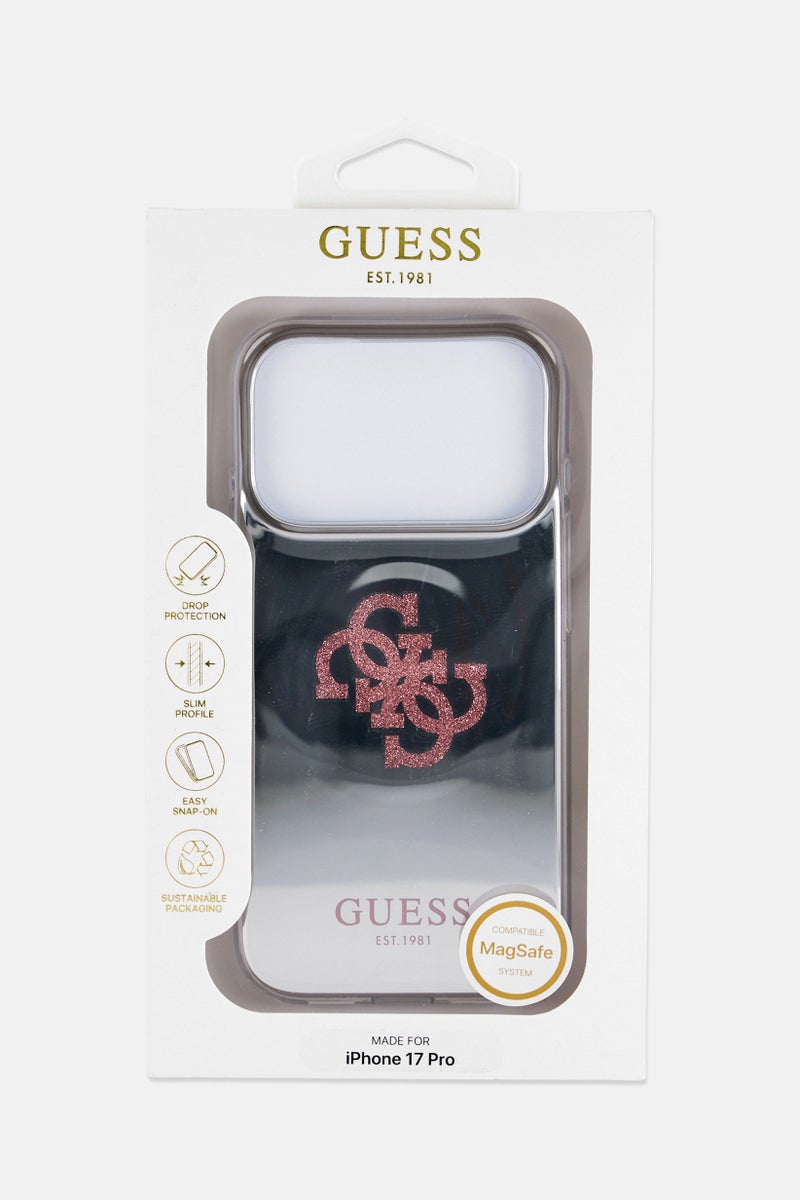 GUESS iPhone 17 Pro Compatible Magsafe Mobile Case, Silver - Image 1